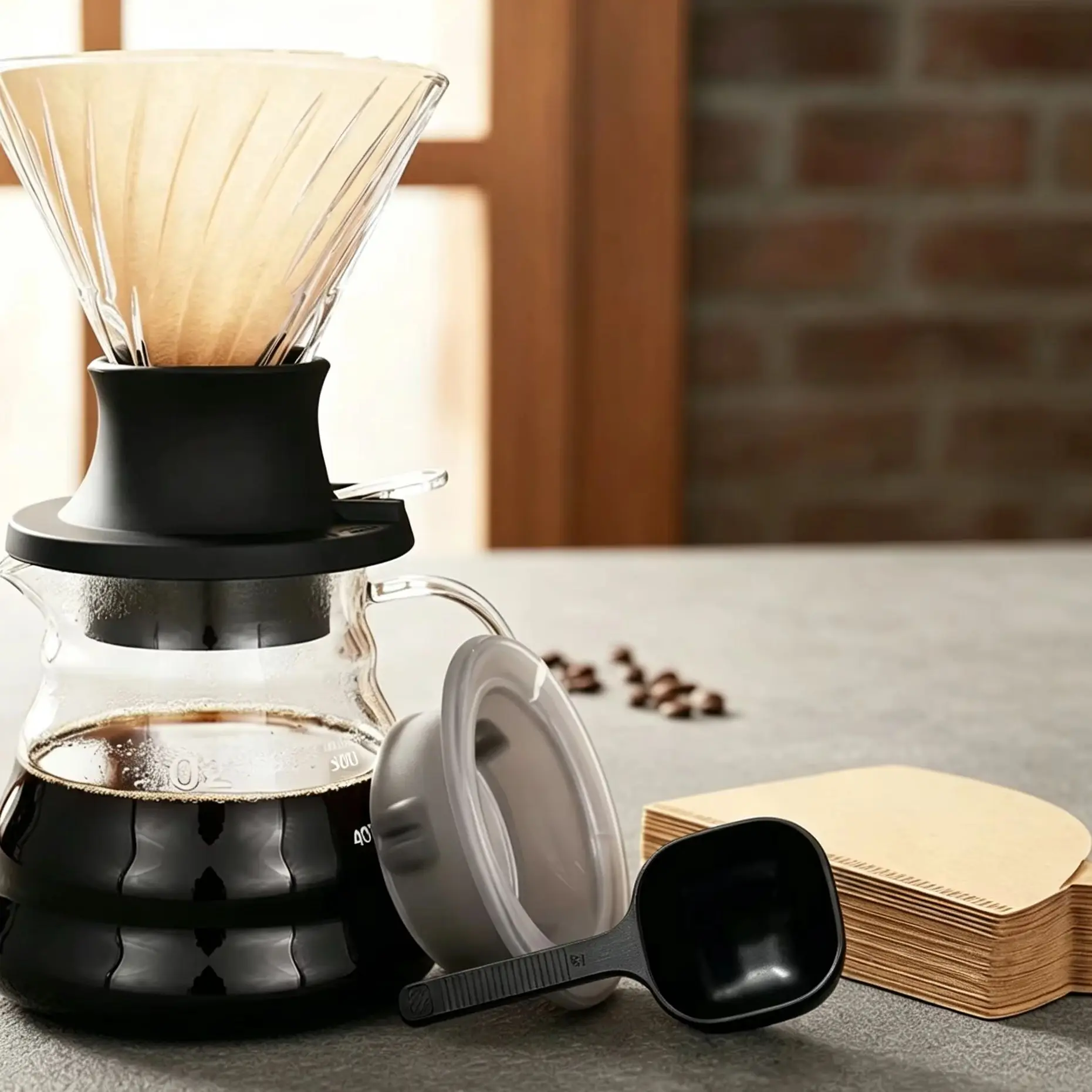 Leeseph Coffee Pour Over Set - Comes with Coffee Dripper & Server Glass Pot & Coffee Spoon & 100 Coffee Filter Paper
Leeseph Coffee Pour Over Set - Comes with Coffee Dripper & Server Glass Pot & Coffee Spoon & 100 Coffee Filter Paper