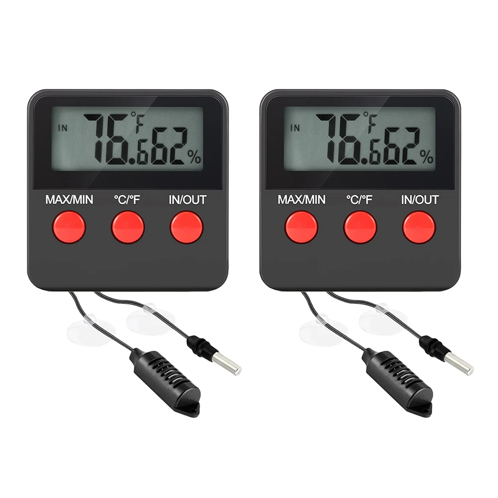 Digital Thermometer Hygrometer for Tank Pet Reptile Black Measuring Temperature Humidity ABS Material Clip
Digital Thermometer Hygrometer for Tank Pet Reptile Black Measuring Temperature Humidity ABS Material Clip
