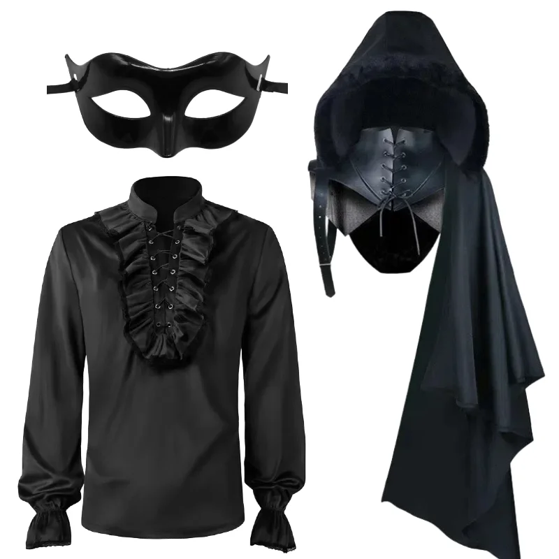 Halloween Devil Costume Cosplay Vampire Cloak Cos Black Medieval Shirt Cape Eye Mask Full Set for Men Role Play Outfit Party
Halloween Devil Costume Cosplay Vampire Cloak Cos Black Medieval Shirt Cape Eye Mask Full Set for Men Role Play Outfit Party