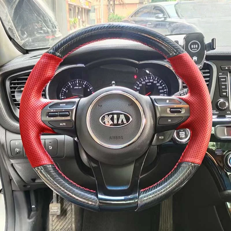 100% подходит для Kia K5 Optima 2014 2015, прошитый вручную карбоновый красный, из натуральной кожи, нескользящий чехол на руль автомобиля
100% подходит для Kia K5 Optima 2014 2015, прошитый вручную карбоновый красный, из натуральной кожи, нескользящий чехол на руль автомобиля