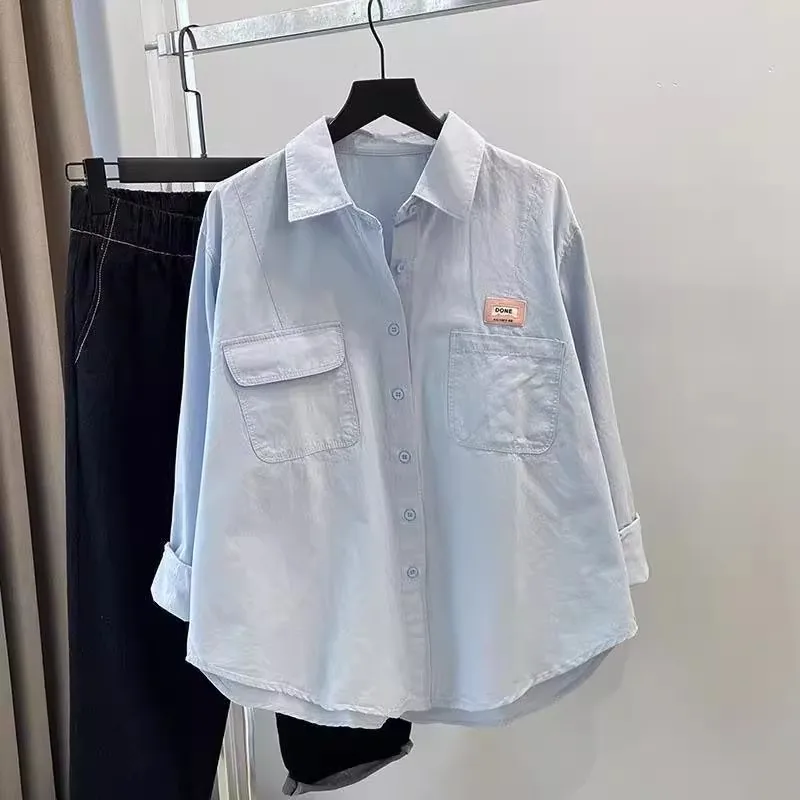 Blue Pure Cotton Women's irt Spring New Basic Loose Color Versatile Open Cardigan Trendy Korean Sle Long Sve Pol...
Blue Pure Cotton Women's irt Spring New Basic Loose Color Versatile Open Cardigan Trendy Korean Sle Long Sve Pol...