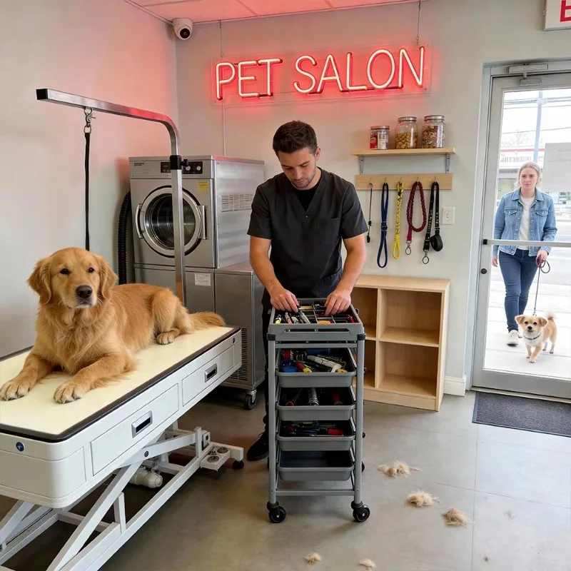 Generic Luxury Electric Lifting Light up Dog Grooming Table Iron Equipment LED Light Easy Cleaning Scissors Combs
Generic Luxury Electric Lifting Light up Dog Grooming Table Iron Equipment LED Light Easy Cleaning Scissors Combs