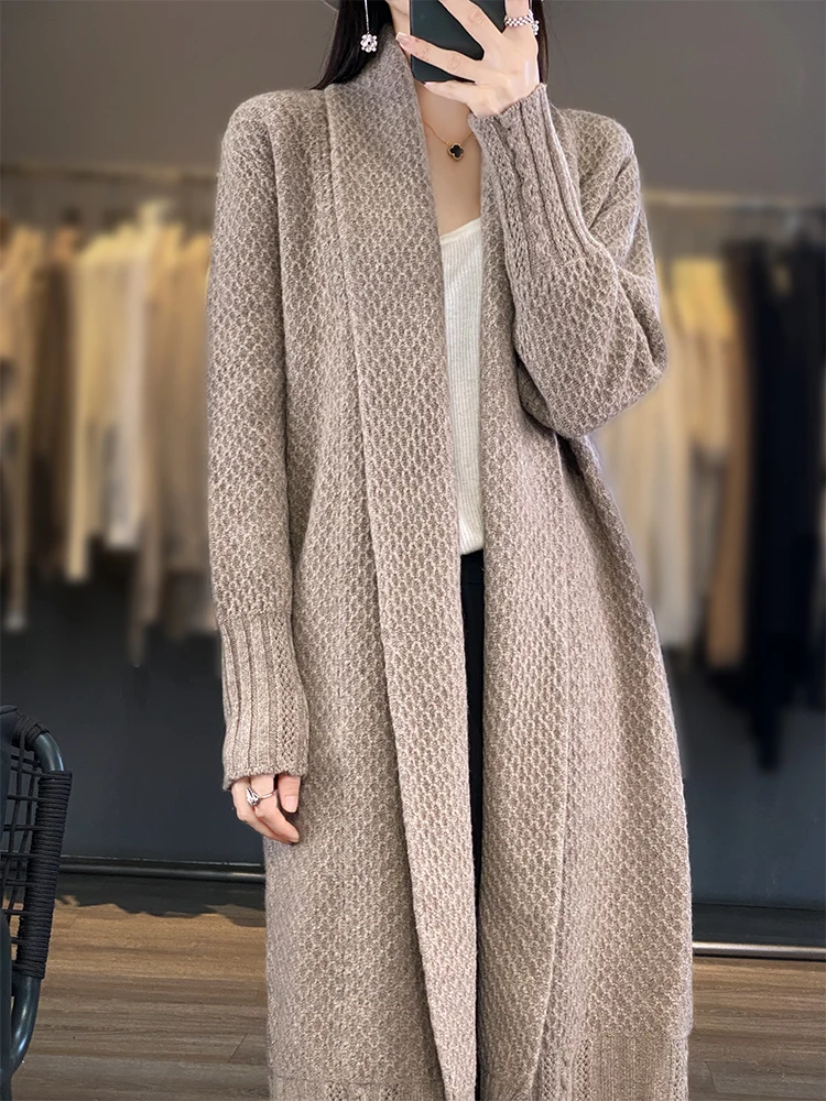Fashion Women Cashmere Long Cardigan Autumn Winter Thick Loose Casual Style Sweater 100% Merino Wool Knitwear Korean Clothing
Fashion Women Cashmere Long Cardigan Autumn Winter Thick Loose Casual Style Sweater 100% Merino Wool Knitwear Korean Clothing