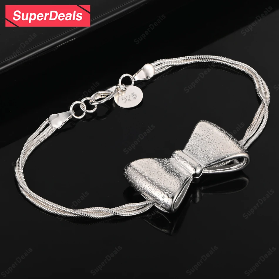 SuperDeals 925 Sterling Silver Bow Bracelet Men And Women Engagement Party Wedding Gift Accessories Fashion Exquisite Jewelry
SuperDeals 925 Sterling Silver Bow Bracelet Men And Women Engagement Party Wedding Gift Accessories Fashion Exquisite Jewelry