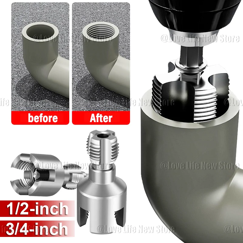 Electric Drill Compatible PVC Pipe Threader Kit, PVC Pipe Threader with 3 Dies 1/2" 3/4" 1" PVC Thread Maker Tool Pipe Threader
Electric Drill Compatible PVC Pipe Threader Kit, PVC Pipe Threader with 3 Dies 1/2" 3/4" 1" PVC Thread Maker Tool Pipe Threader