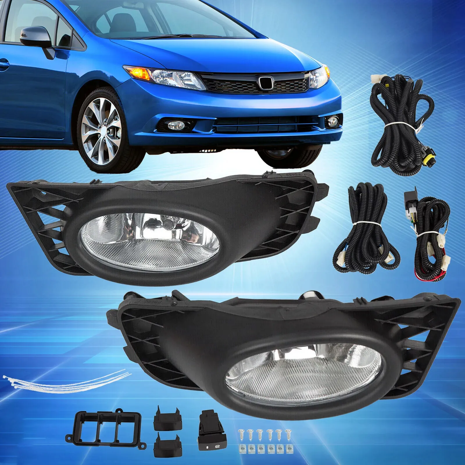 For 2009-11 Honda Civic 4-door Sedan Driving Fog Lights Assembly W/Wiring&Switch
For 2009-11 Honda Civic 4-door Sedan Driving Fog Lights Assembly W/Wiring&Switch