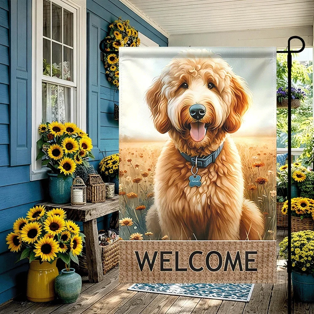 1PC Golden Doodle Dog Welcome Garden Flag, Floral Field Pattern Outdoor Decorative Flag for Yard Patio Porch,
1PC Golden Doodle Dog Welcome Garden Flag, Floral Field Pattern Outdoor Decorative Flag for Yard Patio Porch,