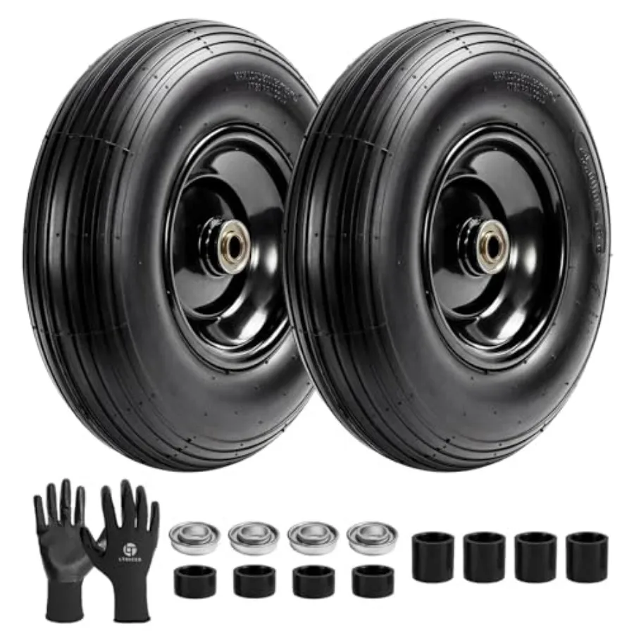 2-Pack 4.00-6 Wheelbarrow Tires and Wheels, 13" Pneumatic Tire with 5/8" or 3/4" Bearings, Heavy Duty Replacement Wheel for Whe
2-Pack 4.00-6 Wheelbarrow Tires and Wheels, 13" Pneumatic Tire with 5/8" or 3/4" Bearings, Heavy Duty Replacement Wheel for Whe