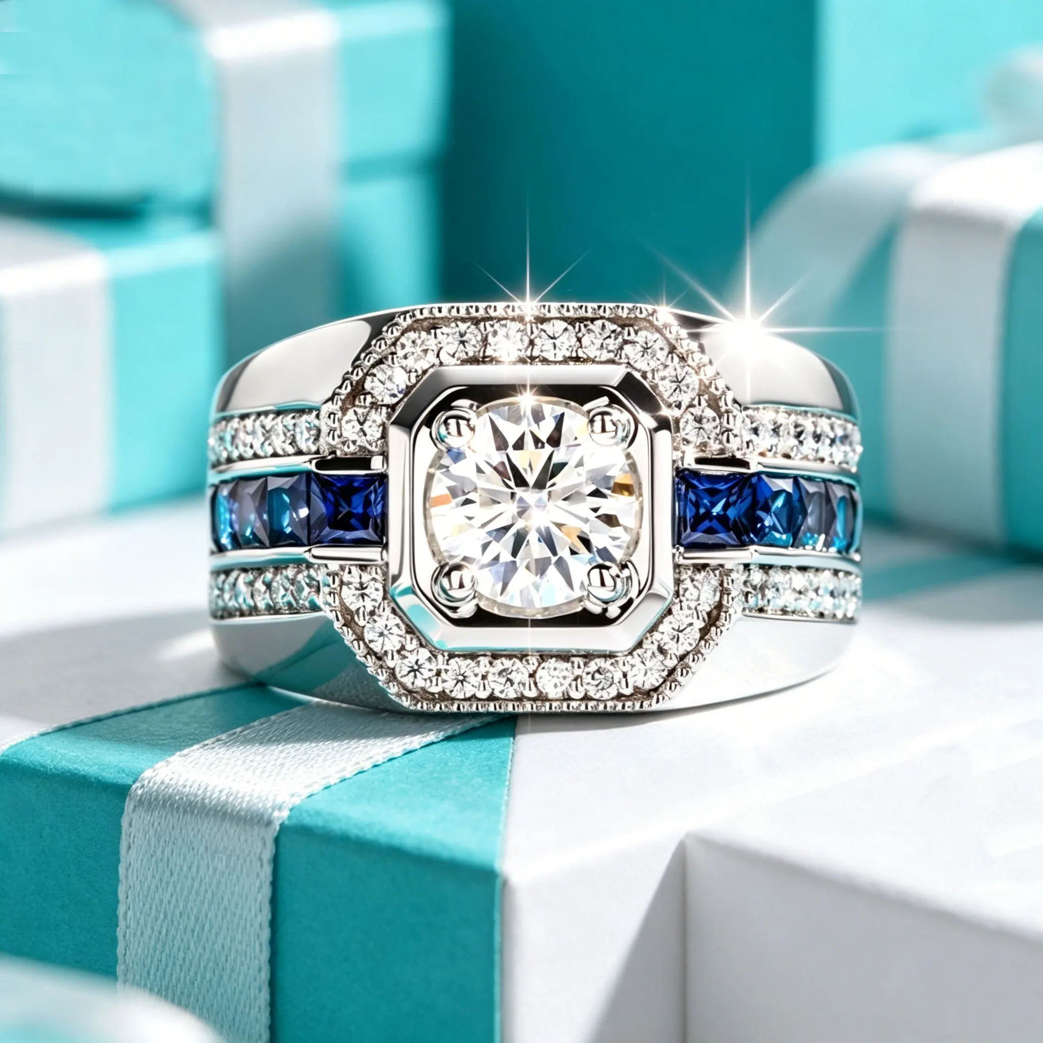 925 sterling silver inlaid blue moissanite square wide edition ring for men's high-end design engagement ring Jewelry
925 sterling silver inlaid blue moissanite square wide edition ring for men's high-end design engagement ring Jewelry