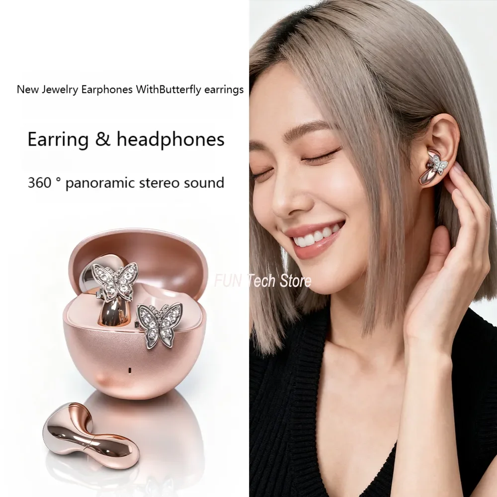 Jewelry Wireless Earbuds With A pair of butterfly Earrings Bluetooth 5.4 HIFI Stereo Call Noise Reduction Earphones For Girls
Jewelry Wireless Earbuds With A pair of butterfly Earrings Bluetooth 5.4 HIFI Stereo Call Noise Reduction Earphones For Girls
