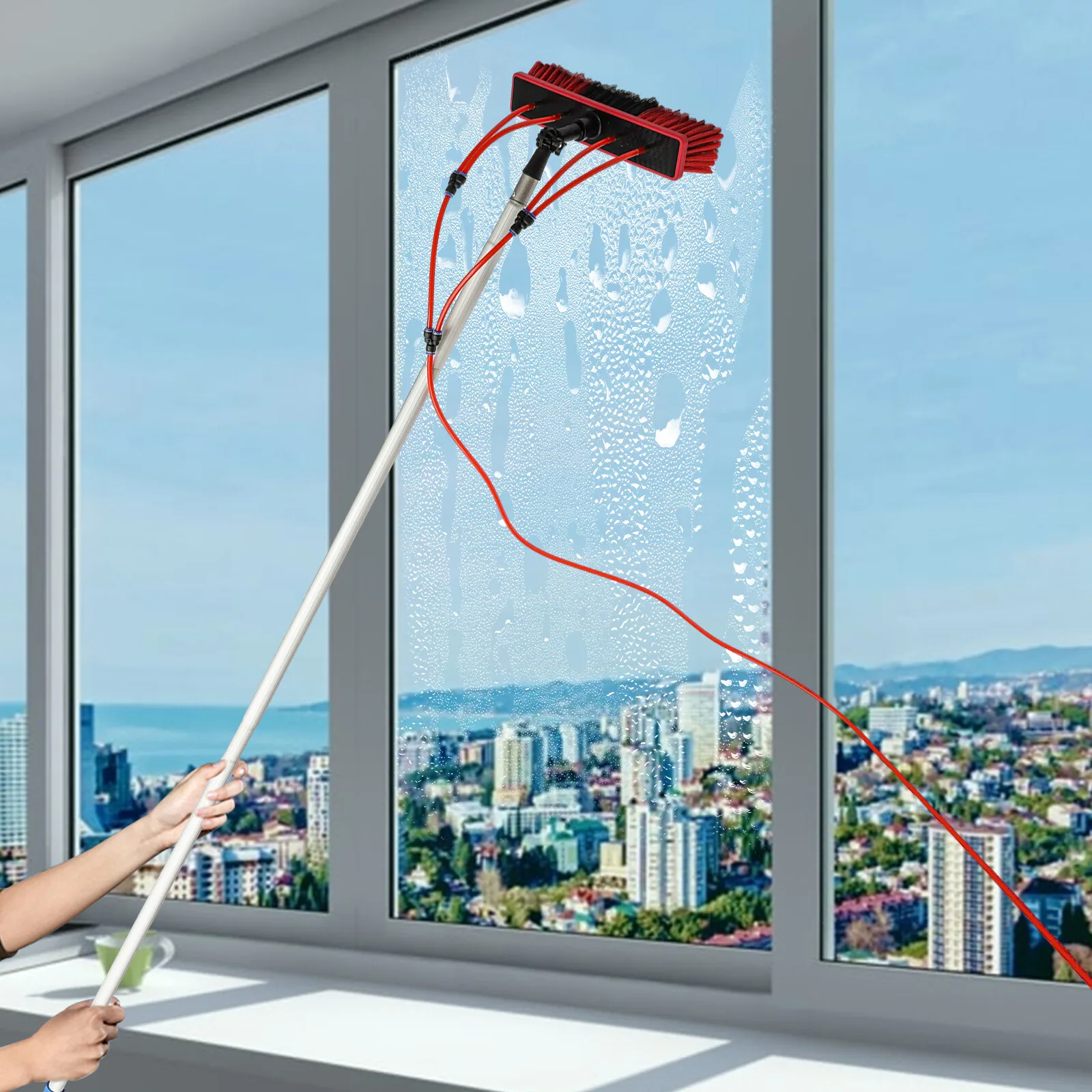 7.4m Aluminum Alloy Water Fed Pole, Outdoor High Place Use, 180° Adjustable 3-in-1 Window Cleaning Brush Kit for Home & Commercial Cleaners
7.4m Aluminum Alloy Water Fed Pole, Outdoor High Place Use, 180° Adjustable 3-in-1 Window Cleaning Brush Kit for Home & Commercial Cleaners