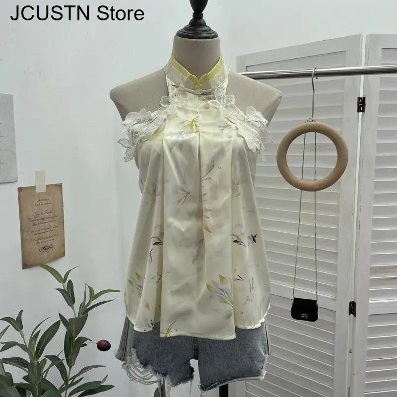 Princess Style Halter Qipao Top Lady Fairy 3D Floral Tang Clothes Sexy New Chinese Style Hanfu Chesongam Shirt Women Satin Vest
Princess Style Halter Qipao Top Lady Fairy 3D Floral Tang Clothes Sexy New Chinese Style Hanfu Chesongam Shirt Women Satin Vest