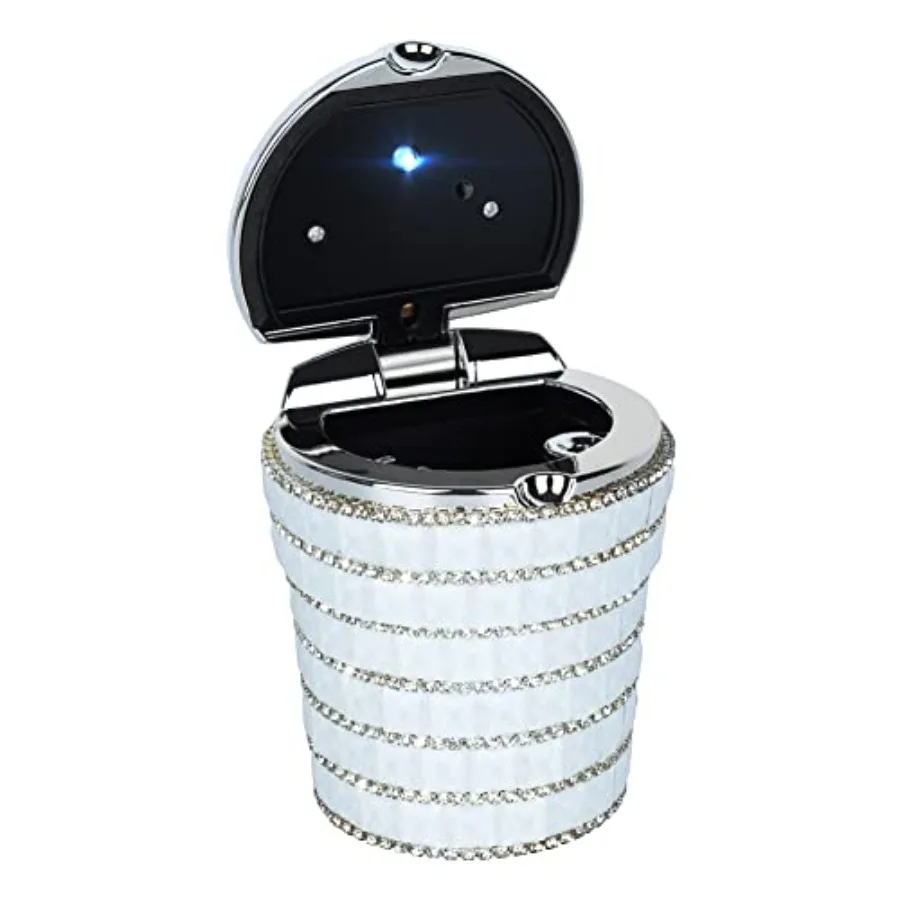 Car Ashtray with Bling Bling Diamond Auto Cigarette Odor Smoke Remover Cylinder Cup Holder With LED Lamp, White
Car Ashtray with Bling Bling Diamond Auto Cigarette Odor Smoke Remover Cylinder Cup Holder With LED Lamp, White