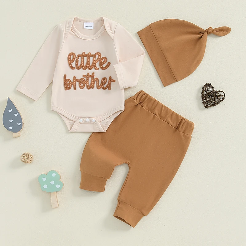 Suefunskry Newborn Baby Boy Fall Outfits Letter Embroidery Long Sleeve Romper with Solid Color Pants and Hat 3 Pcs Set
Suefunskry Newborn Baby Boy Fall Outfits Letter Embroidery Long Sleeve Romper with Solid Color Pants and Hat 3 Pcs Set