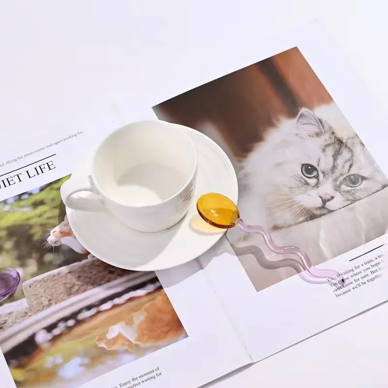 Colorful Glass Milk Spoon - Long Handle Wave Stirrer for Coffee, Dessert & Tea, Transparent Kitchen Tableware
Colorful Glass Milk Spoon - Long Handle Wave Stirrer for Coffee, Dessert & Tea, Transparent Kitchen Tableware