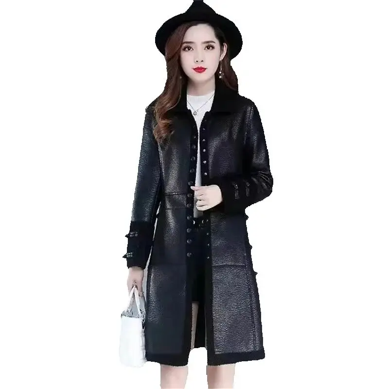 6XL Autumn And Winter Korean New LeatherJacket Medium Length Plush And Thick Women's Top Slim Fit Light Luxury Slimming Jacket
6XL Autumn And Winter Korean New LeatherJacket Medium Length Plush And Thick Women's Top Slim Fit Light Luxury Slimming Jacket