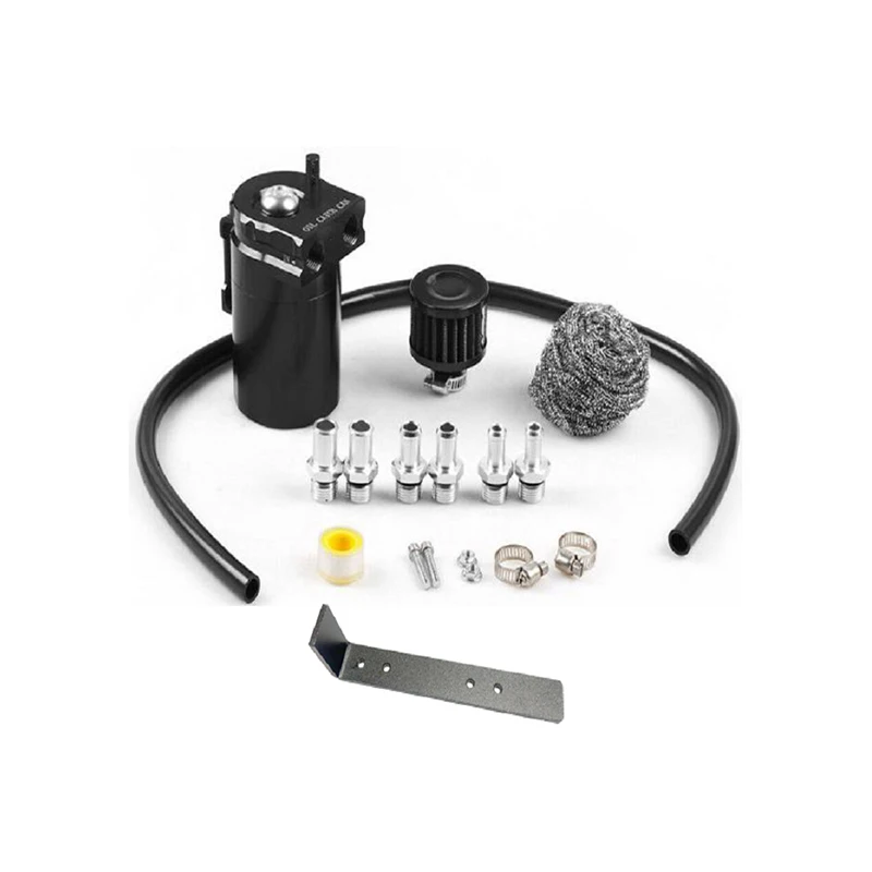 Aluminum alloy oil breather tank with bracket, exhaust gas recycling oil tank, with steel wool and PTFE tape.
Aluminum alloy oil breather tank with bracket, exhaust gas recycling oil tank, with steel wool and PTFE tape.