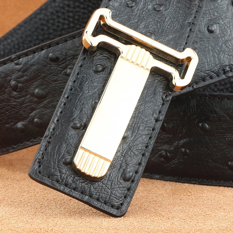 Высококачественная пряжка с буквой T, страусиный узор, натуральная кожа, ширина 3,8 см, серые мужские роскошные тенденции, пояс из воловьей кожи
Высококачественная пряжка с буквой T, страусиный узор, натуральная кожа, ширина 3,8 см, серые мужские роскошные тенденции, пояс из воловьей кожи