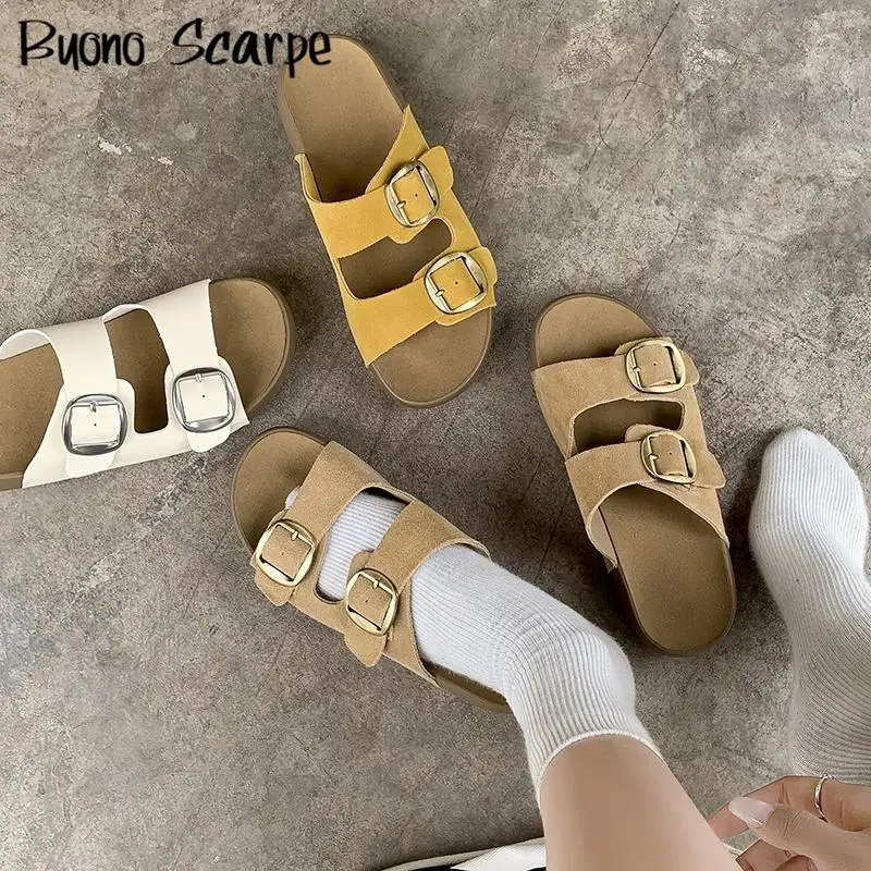 Summer Genuine Leather Buckle Solid Color Thick Bottom Platform Women Sandals Slip On Fashion Western Casual Concise Slippers
Summer Genuine Leather Buckle Solid Color Thick Bottom Platform Women Sandals Slip On Fashion Western Casual Concise Slippers