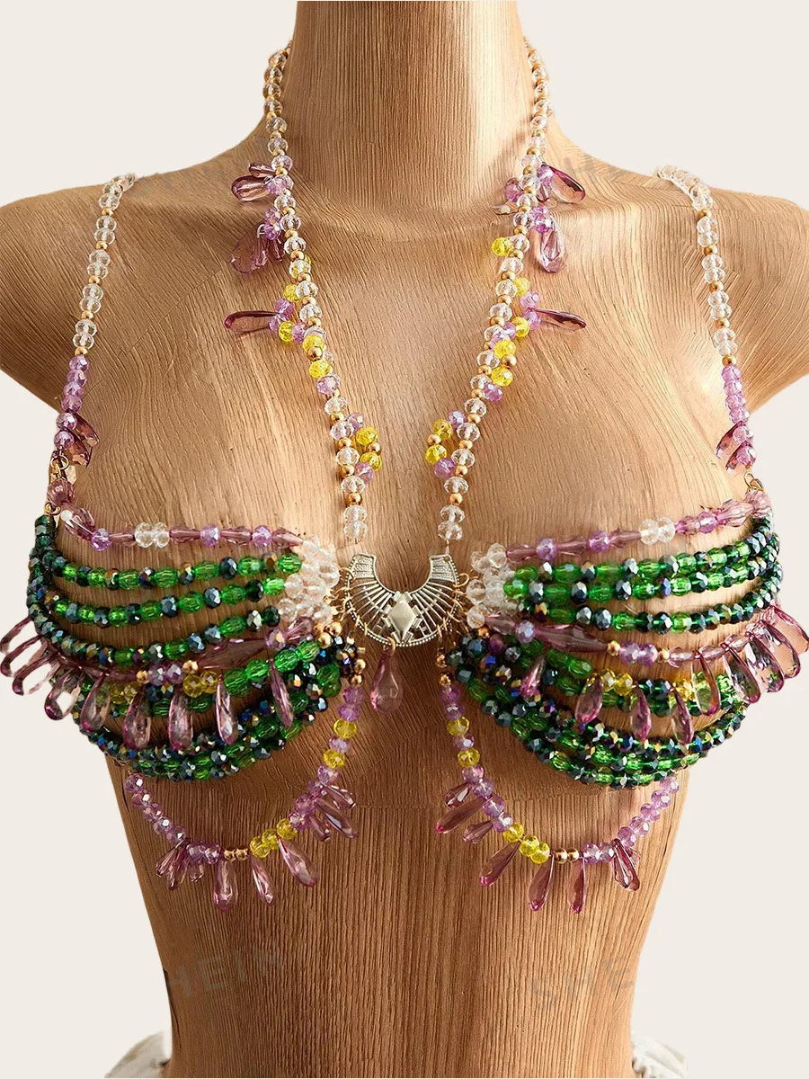 Spicy Girl Style Handmade Bead Chest Chain Vacation Beach Bikini With Crystal Body Chain, Hollowed Out Neck Hanging Bead Top
Spicy Girl Style Handmade Bead Chest Chain Vacation Beach Bikini With Crystal Body Chain, Hollowed Out Neck Hanging Bead Top