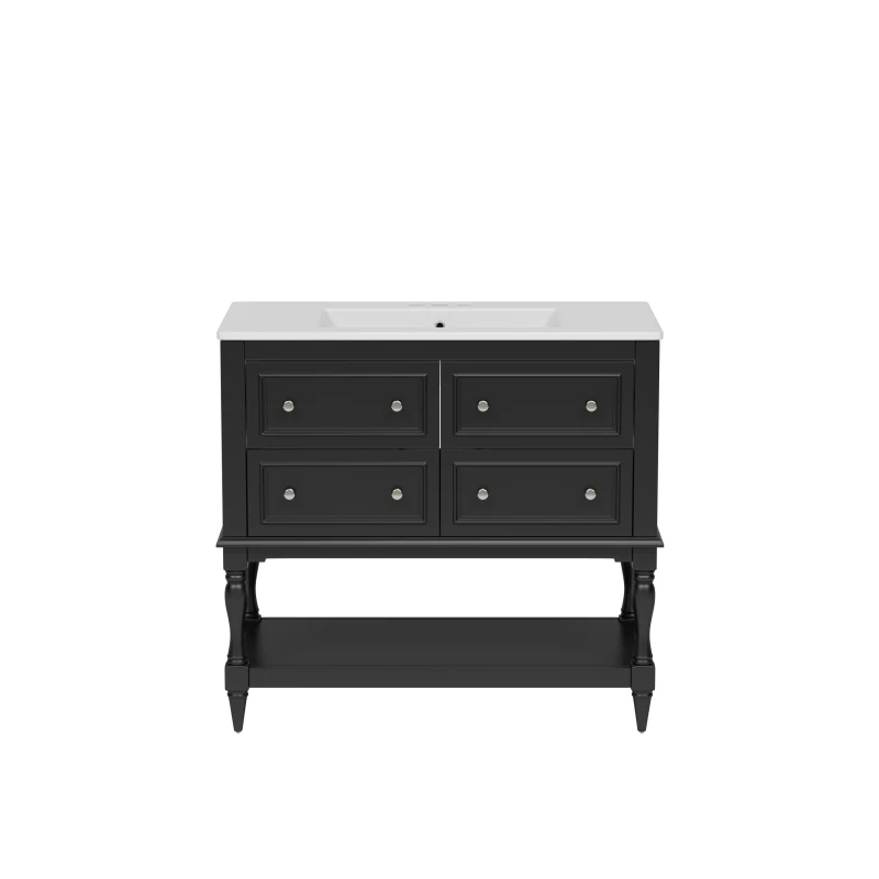 36" Bathroom Vanity Cabinet with Sink Combo Set, Undermount Ceramic Sink, Free Standing Vanity Set with 4 Drawers, Solid Wood
36" Bathroom Vanity Cabinet with Sink Combo Set, Undermount Ceramic Sink, Free Standing Vanity Set with 4 Drawers, Solid Wood