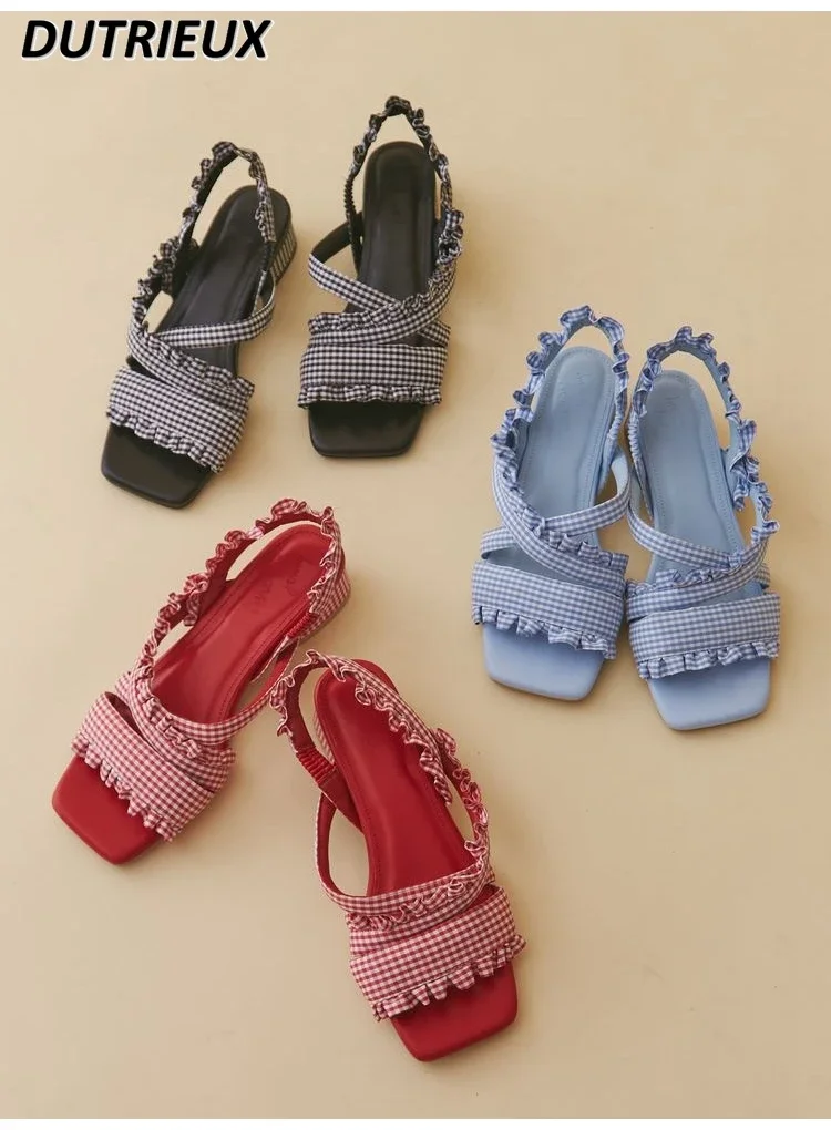 Japanese Style Retro Lolita Shoes for Lady fashion Sweet Cute Lotus Leaf Fresh Plaid Girl High Heel Women's Sandals Summer
Japanese Style Retro Lolita Shoes for Lady fashion Sweet Cute Lotus Leaf Fresh Plaid Girl High Heel Women's Sandals Summer