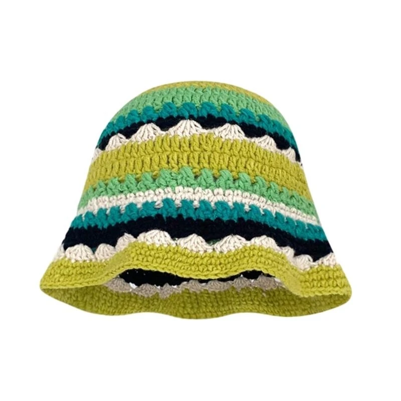 R1WE Sweet Girls Crochet Stripe Bucket Hat Ladies Fisherman Cap Color Matching Woman Teenagers Casual Summer Sunproof Hat
R1WE Sweet Girls Crochet Stripe Bucket Hat Ladies Fisherman Cap Color Matching Woman Teenagers Casual Summer Sunproof Hat