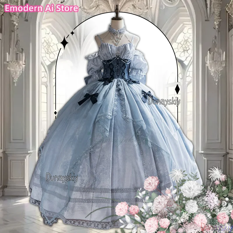 Cinderella Lolita Dress Evening Dress Skirt Wedding Princess disfraz Elegant Long Blue Dress Puffed Sleeves Halloween Carnival
Cinderella Lolita Dress Evening Dress Skirt Wedding Princess disfraz Elegant Long Blue Dress Puffed Sleeves Halloween Carnival