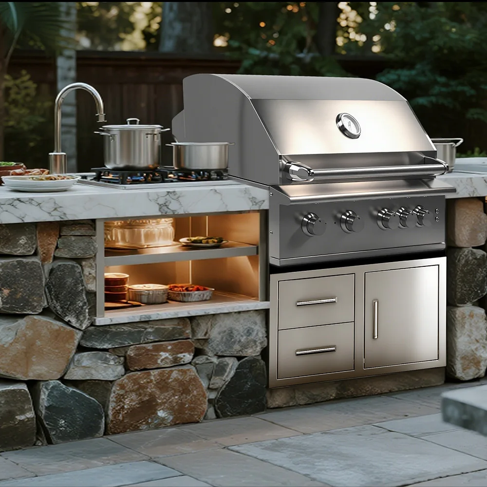 Professional Modern Luxurious Outdoor Kitchen Island Cart Built-in BBQ Grills Durable Household Use Store
Professional Modern Luxurious Outdoor Kitchen Island Cart Built-in BBQ Grills Durable Household Use Store