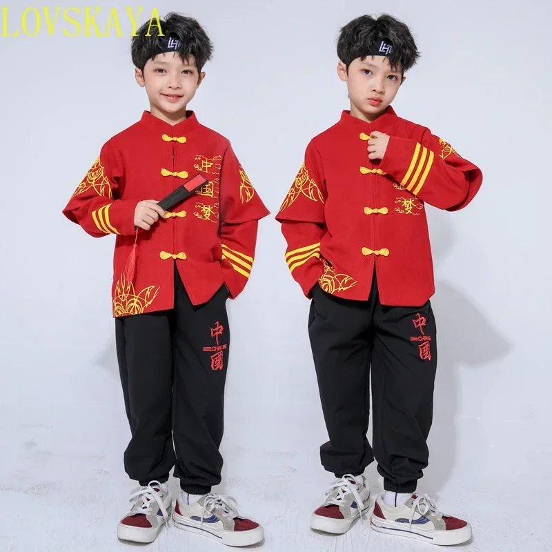 Children's performance costumes, boys' red Tang costumes, New Year's costumes, holiday , modern street dance costumes
Children's performance costumes, boys' red Tang costumes, New Year's costumes, holiday , modern street dance costumes