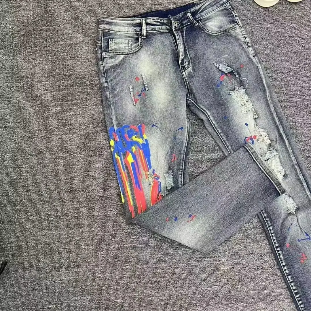 Trendy Men's High-Waisted Straight Leg Jeans Destructed Denim Youthful Faionable Wear Resistant Cotton Blend Casual Wear
Trendy Men's High-Waisted Straight Leg Jeans Destructed Denim Youthful Faionable Wear Resistant Cotton Blend Casual Wear