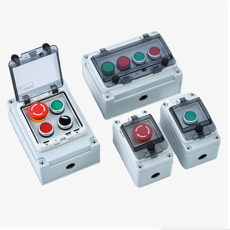 Outdoor Waterproof IP65 Button Control Switch Box 220VAC Emergency Stop Start Indication Lamp Self Recovery Switch Junction Box
Outdoor Waterproof IP65 Button Control Switch Box 220VAC Emergency Stop Start Indication Lamp Self Recovery Switch Junction Box