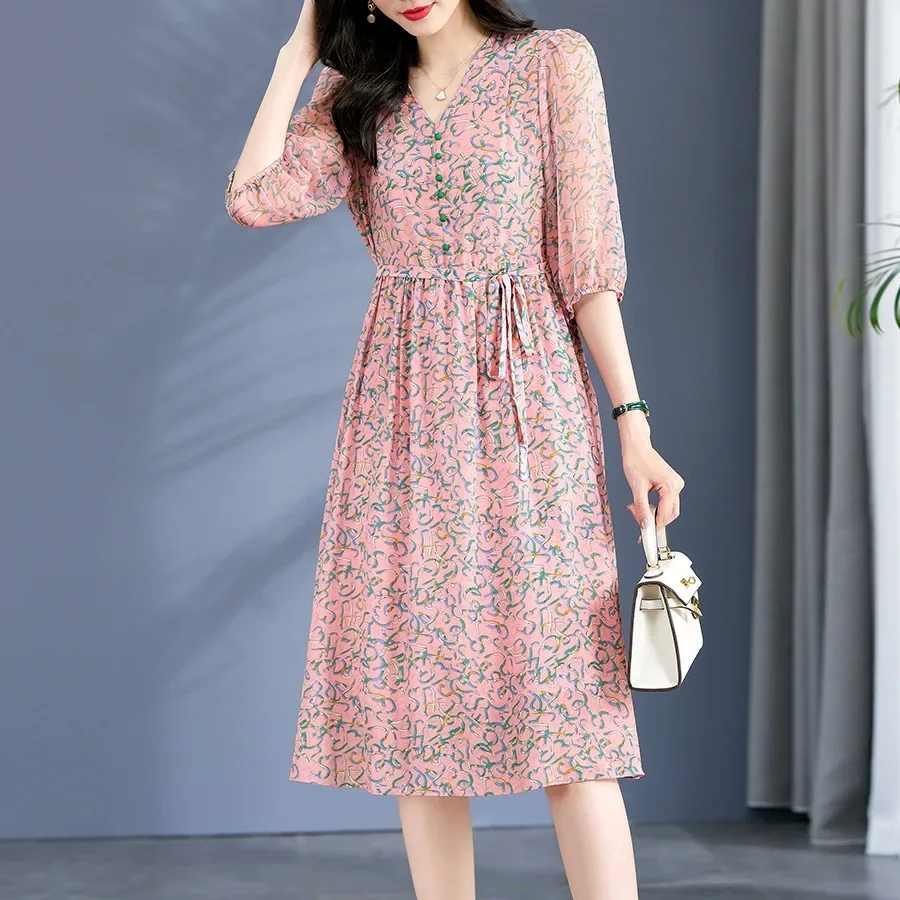 Birdsky, 1PC Women dress V neck cloth button A line side pocket waist belt 100% real mulberry silk stripe print, S-715
Birdsky, 1PC Women dress V neck cloth button A line side pocket waist belt 100% real mulberry silk stripe print, S-715