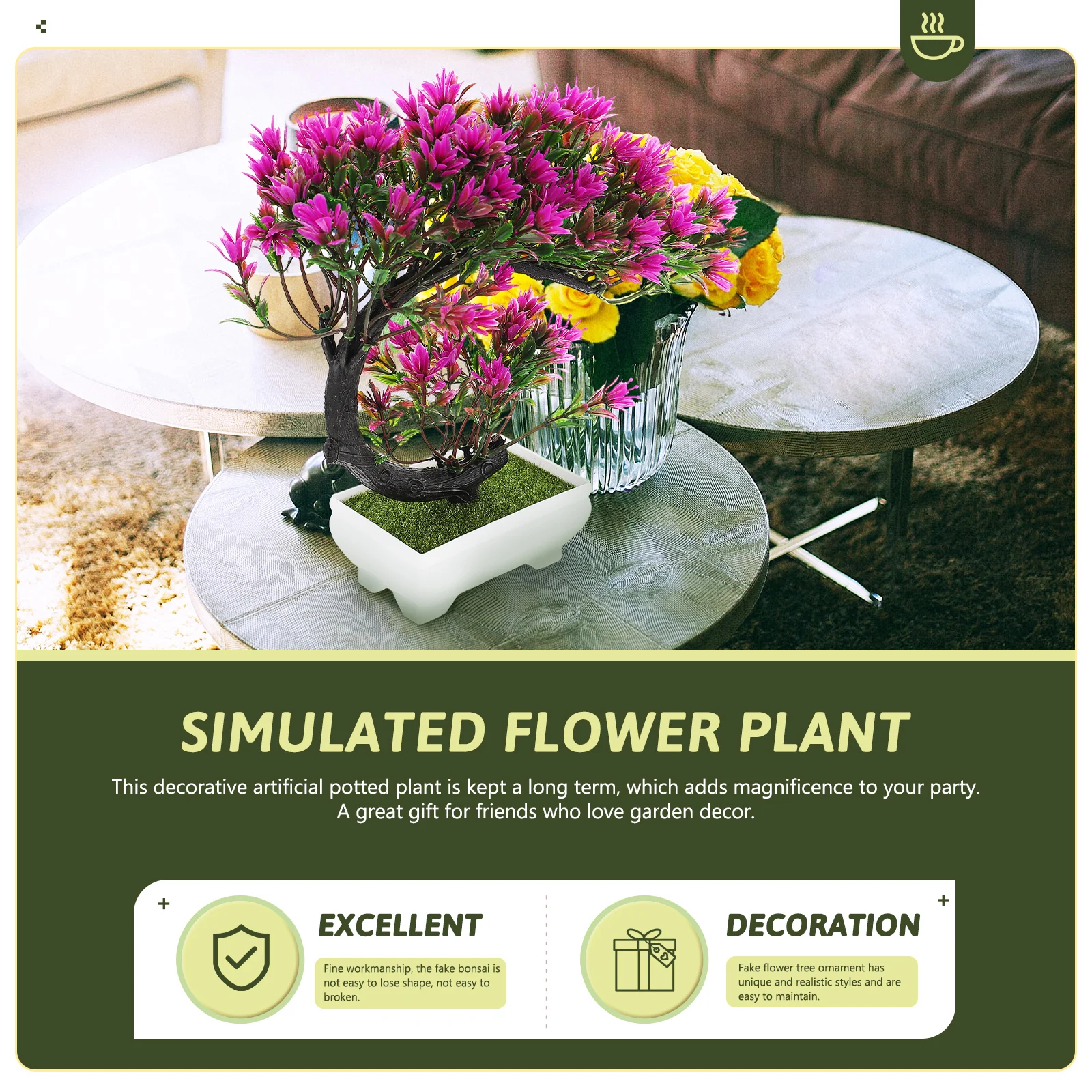 Artificial Green Plants Refined Material Long Lasting Decorative Bonsai Office Home Indoor Outdoor Easy Maintenance Realistic
Artificial Green Plants Refined Material Long Lasting Decorative Bonsai Office Home Indoor Outdoor Easy Maintenance Realistic