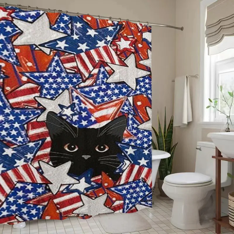 Patriotic American Flag Cat Shower Curtain Waterproof Bath Decor Novelty Stars Stripes 70.8x70.8 Inch
Patriotic American Flag Cat Shower Curtain Waterproof Bath Decor Novelty Stars Stripes 70.8x70.8 Inch