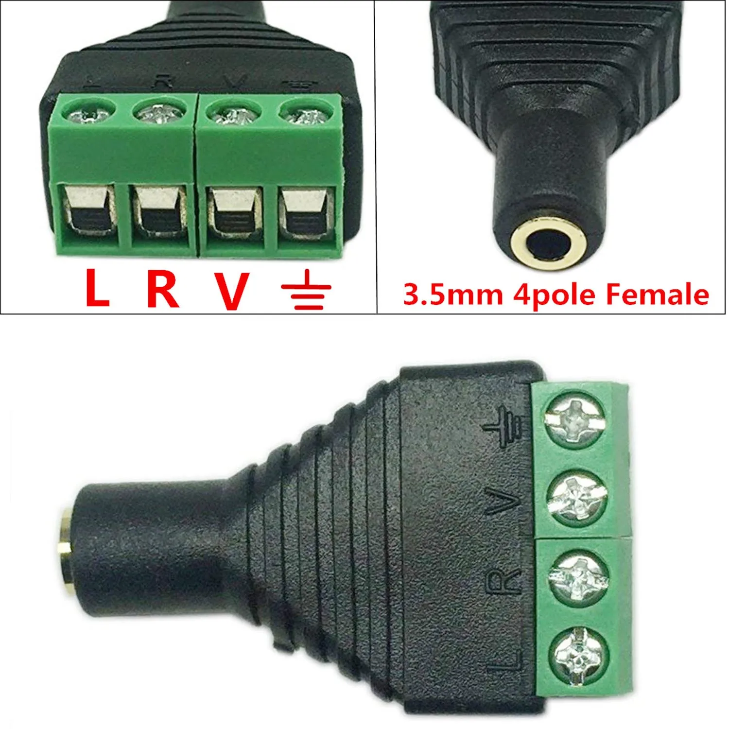 2pcs 3.5mm 1/8" Stereo Female 4 Pole TRRS To AV Screw Video Headphone Balun Terminal Plug Connector Converter Adapter
2pcs 3.5mm 1/8" Stereo Female 4 Pole TRRS To AV Screw Video Headphone Balun Terminal Plug Connector Converter Adapter