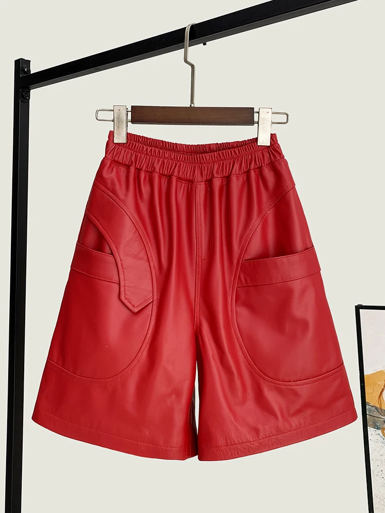 Spring New Genuine Leather Pants Women's Loose High Waist Wide Leg Fashion All-Match Elastic Shorts
Spring New Genuine Leather Pants Women's Loose High Waist Wide Leg Fashion All-Match Elastic Shorts