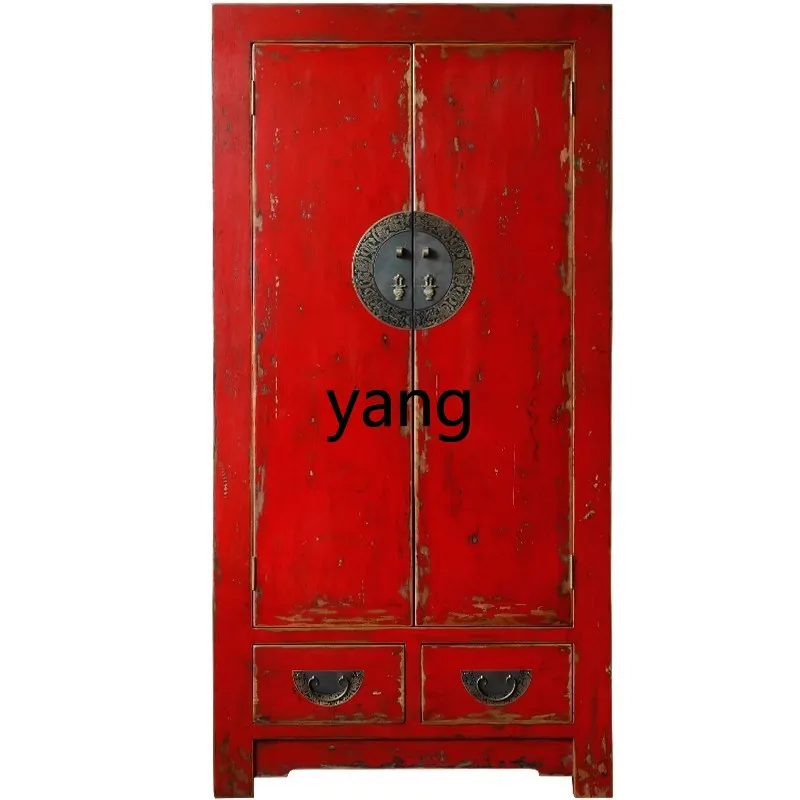 LMM new Chinese style red antique old solid wood wardrobe pine door integral bedroom furniture
LMM new Chinese style red antique old solid wood wardrobe pine door integral bedroom furniture