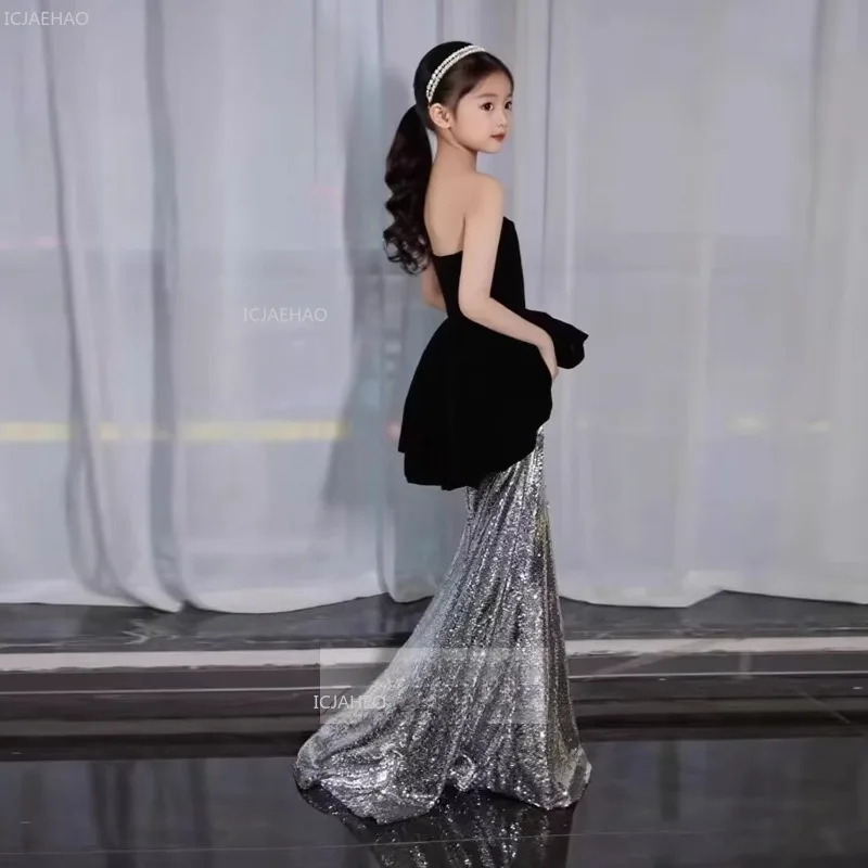 Детское черное праздничное платье с хвостом русалки, праздничное платье на день рождения, модель ведущего шоу, вечерняя официальная одежда, платье для фортепиано, детское выступление
Детское черное праздничное платье с хвостом русалки, праздничное платье на день рождения, модель ведущего шоу, вечерняя официальная одежда, платье для фортепиано, детское выступление
