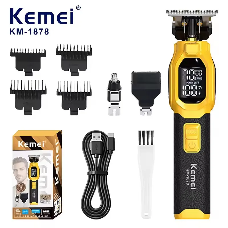Kemei KM-1878 New Bumblebee Fashion Haircutting Scissors 3-in-1 Replaceable Cutter Head Electric Hair Clipper Carving Scissors
Kemei KM-1878 New Bumblebee Fashion Haircutting Scissors 3-in-1 Replaceable Cutter Head Electric Hair Clipper Carving Scissors