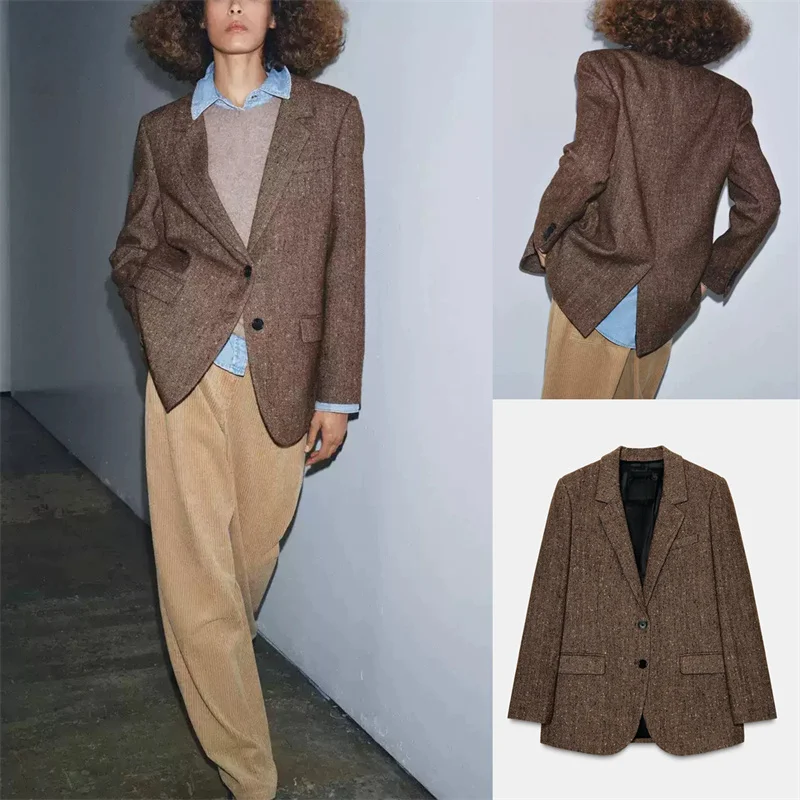 Retro Style Women's Casual Checkered Mixed Fiber Jacket All-Match Long Sleeve Formal Wear Autumn Winter New Arrival
Retro Style Women's Casual Checkered Mixed Fiber Jacket All-Match Long Sleeve Formal Wear Autumn Winter New Arrival