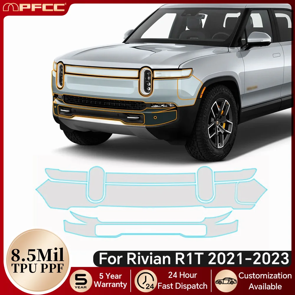 For Rivian R1T 2021 2022 2023 8.5Mil TPU Paint Protection Film Pre-cut PPF Clear Bra Car Body Anti-Scratch Kit Resistant Cover 
For Rivian R1T 2021 2022 2023 8.5Mil TPU Paint Protection Film Pre-cut PPF Clear Bra Car Body Anti-Scratch Kit Resistant Cover