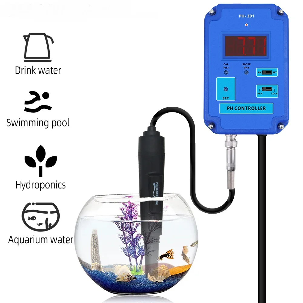Digital PH Controller pH Meter Water Purity Tester Acidity Detector Electrode HI/LO Alarm for Tank Aquarium Pool Liquid Monitor
Digital PH Controller pH Meter Water Purity Tester Acidity Detector Electrode HI/LO Alarm for Tank Aquarium Pool Liquid Monitor