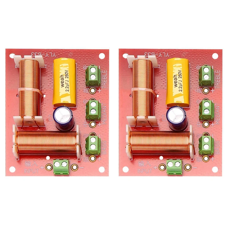 6Pcs 200W 3 Way Audio Speaker Crossover Treble + Midrange + Bass Independent Crossover Speakers Filter Frequency Divider
6Pcs 200W 3 Way Audio Speaker Crossover Treble + Midrange + Bass Independent Crossover Speakers Filter Frequency Divider