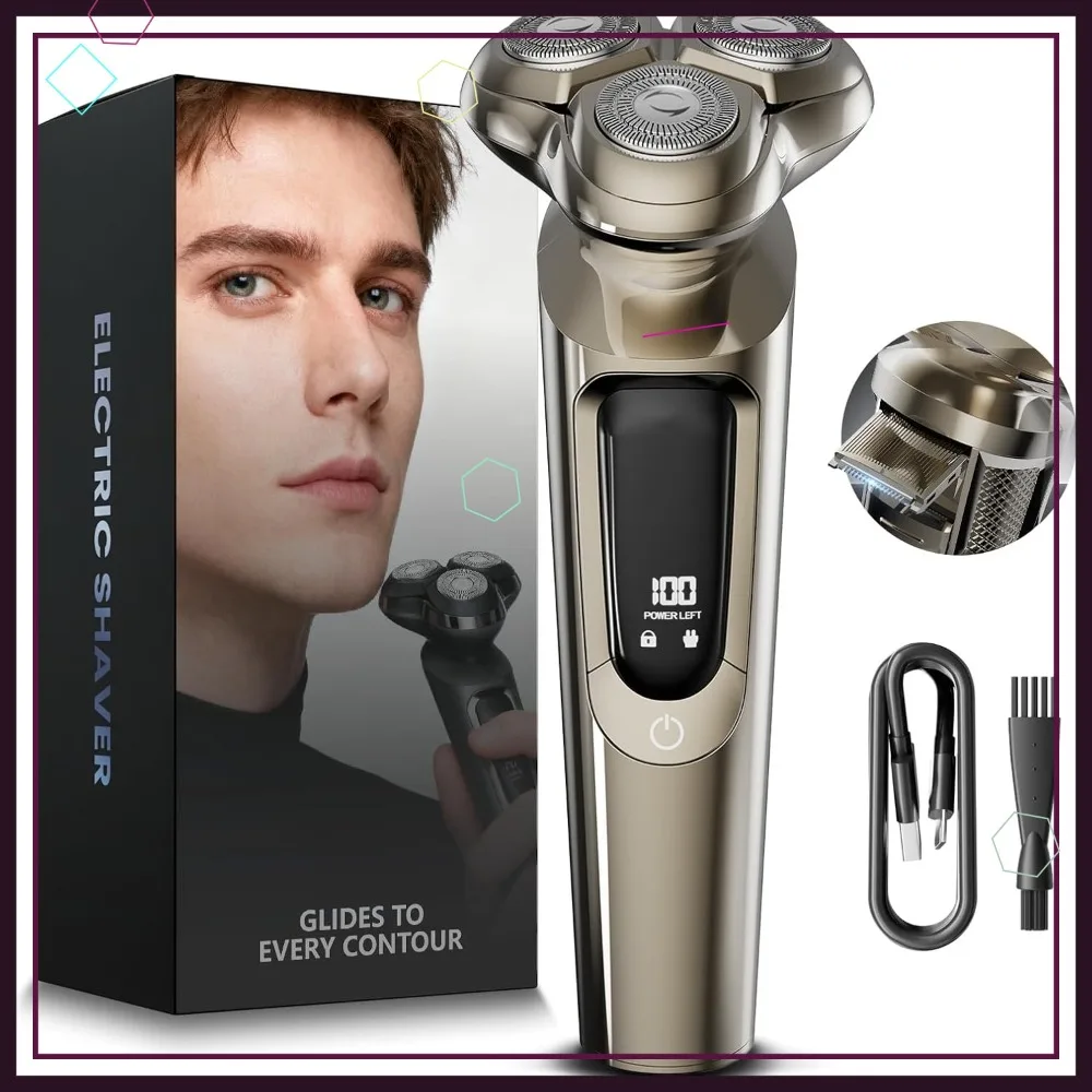 Men's Electric Razor, 3D Flex Blades, Pop-Up Trimmer, IPX8 Waterproof, Type-C Quick Charge, LED Display, Wet & Dry
Men's Electric Razor, 3D Flex Blades, Pop-Up Trimmer, IPX8 Waterproof, Type-C Quick Charge, LED Display, Wet & Dry