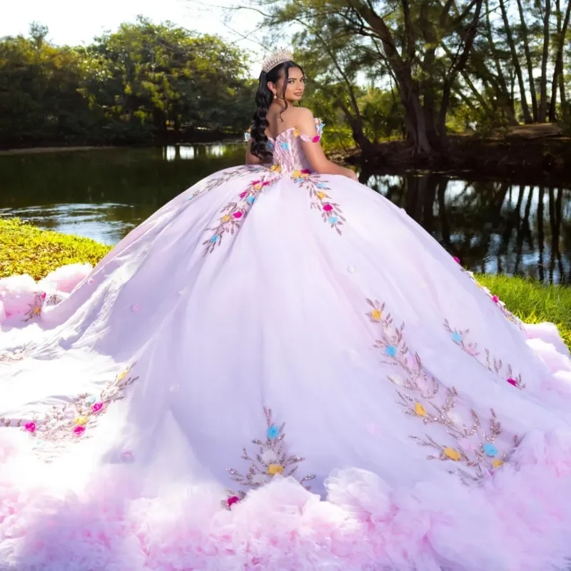 Pink Shiny Quinceanera Dresses Off The Shoulder Applique Flower Beading Tiered Tull Corset Party Birthday Sweet 16 Dress
Pink Shiny Quinceanera Dresses Off The Shoulder Applique Flower Beading Tiered Tull Corset Party Birthday Sweet 16 Dress