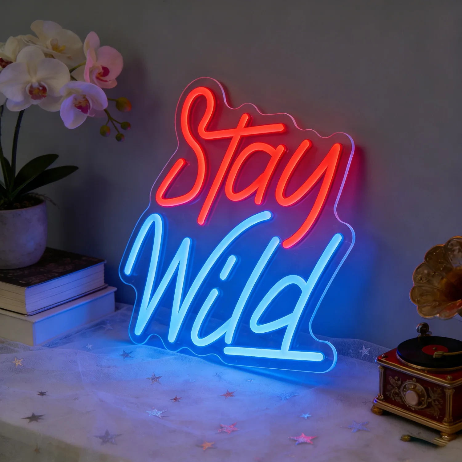 Stay Wild LED Neon Sign for Bedroom Home Bar Party Wedding Wall Decor Unique Two Color Lighting Creates Warm Stylish Atmosphere
Stay Wild LED Neon Sign for Bedroom Home Bar Party Wedding Wall Decor Unique Two Color Lighting Creates Warm Stylish Atmosphere