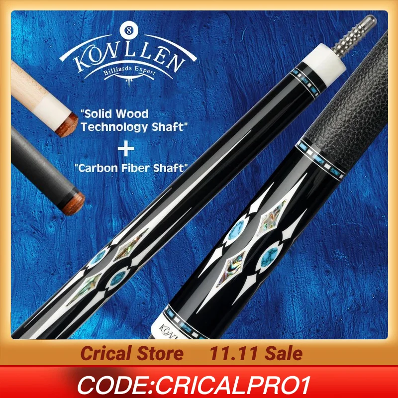 KONLLEN Billiard Cue Stick with 3*8/8 Pin Carbon Technology two Shafts Inlay Cue for Billiards Pool Cue Kit
KONLLEN Billiard Cue Stick with 3*8/8 Pin Carbon Technology two Shafts Inlay Cue for Billiards Pool Cue Kit