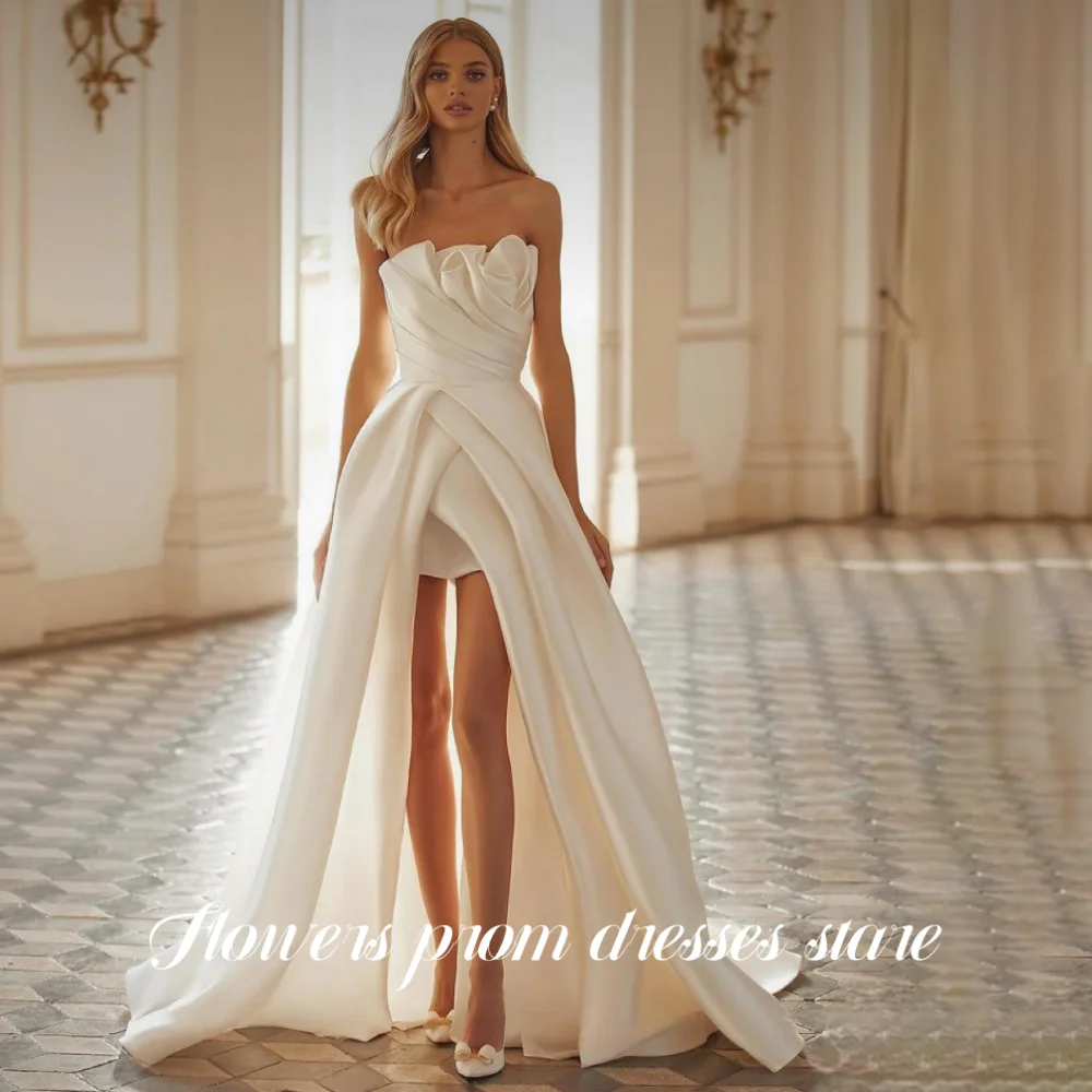 Flowers White Evening Dress Satin A-Line Prom Dress Sleeveless Strapless Formal Gown with Pleat robe de bal for Woman Customized
Flowers White Evening Dress Satin A-Line Prom Dress Sleeveless Strapless Formal Gown with Pleat robe de bal for Woman Customized
