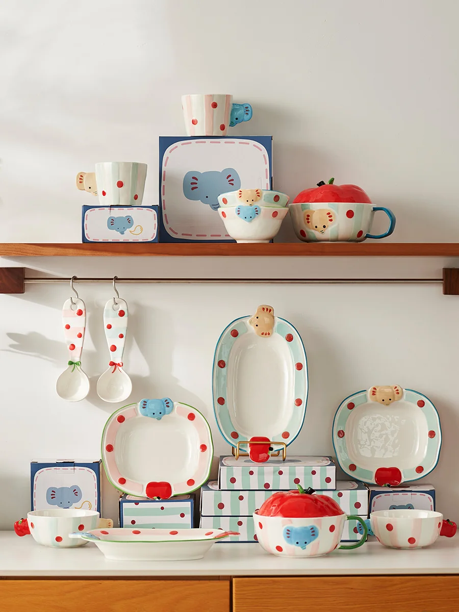 Bowl Set, Household Creative Dishes, Tableware, Ceramic Underglaze Colored Rice Bowls and Plates
Bowl Set, Household Creative Dishes, Tableware, Ceramic Underglaze Colored Rice Bowls and Plates